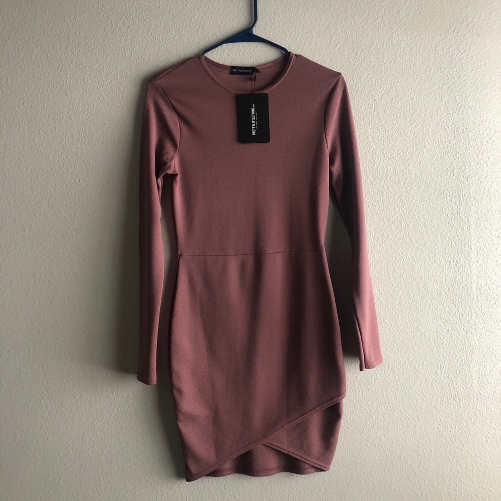 PLT Mauve Wrap Dress- Bodycon